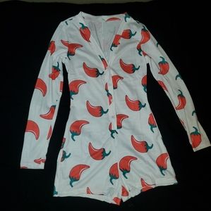 Spicy pepper pajama romper